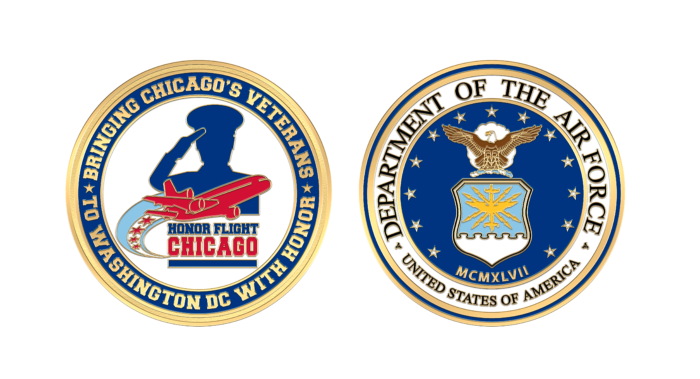 Honor Flight Chicago Air Force Challenge Coin
