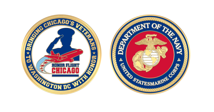 Honor Flight Chicago Marine Corps Challenge Coin
