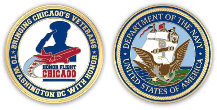 Honor Flight Chicago Navy Challenge Coin